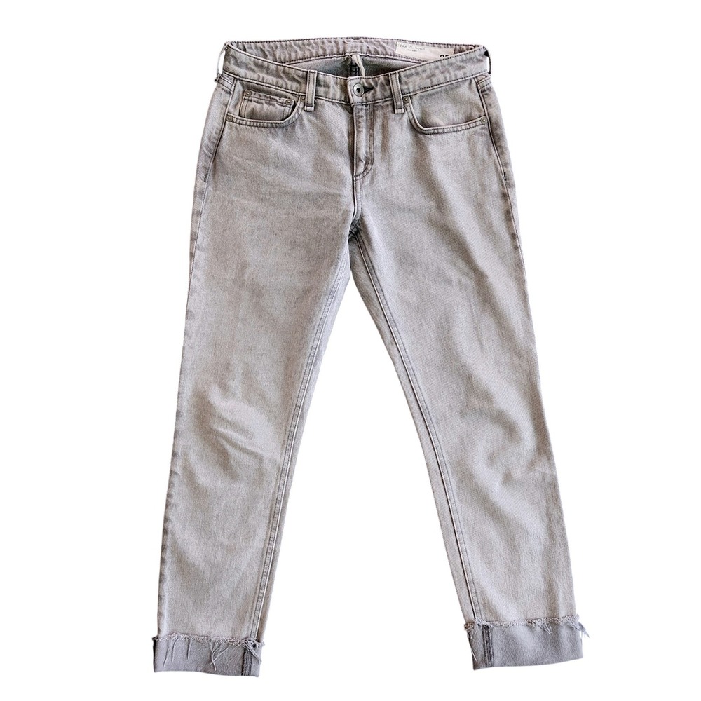 Rag & Bone Dre Slim Boyfriend Jeans Womens 25 Gray Low Rise Raw Hem Denim